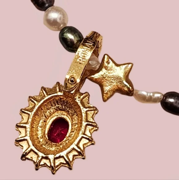 ✨️Unique Handmade Freshwater Pearl Star Necklace With Roman Purple Stone Pendant - Picture 3 of 4